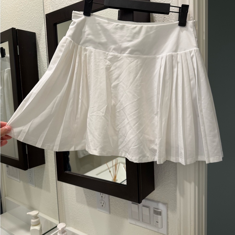 Women's White Pleated Circle Skirt - Flared Skater Style